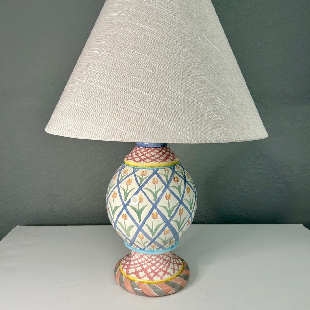 Vintage Bearded Iris Mackenzie Childs Table Lamp Cottagecore 1994 Whimsical